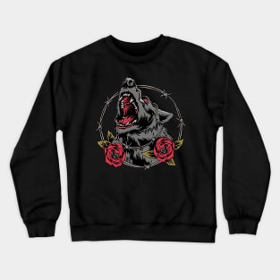 wild wolf and rose Crewneck Sweatshirt